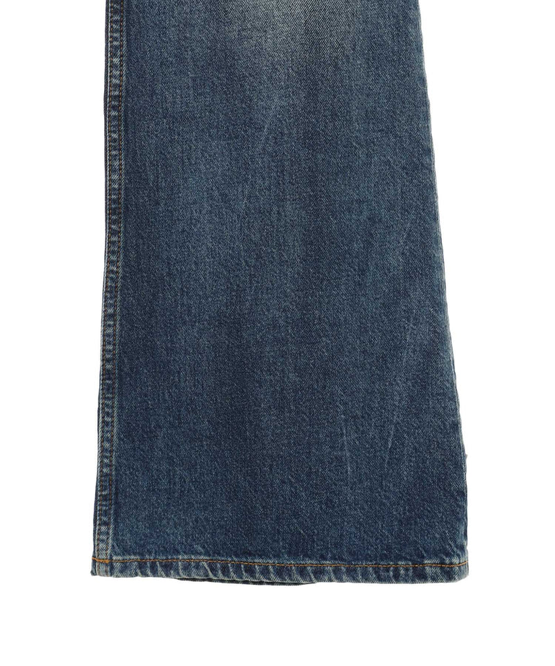 Heavy Washed Denim Flared Skirt Jeans-GANNI-Forget-me-nots Online Store