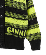 Organic Wool Cardigan-Striped-GANNI-Forget-me-nots Online Store