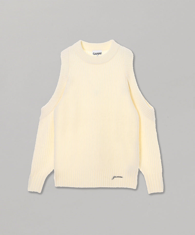 Chunky Soft Wool Open Shoulder Pullover-GANNI-Forget-me-nots Online Store