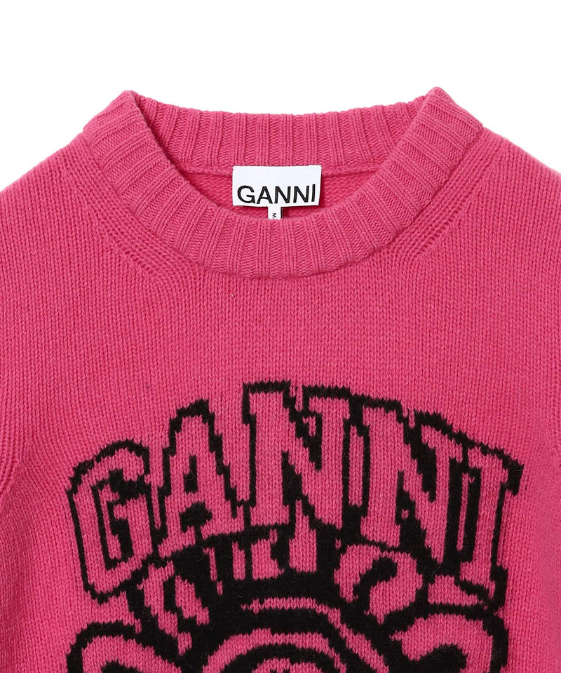 Graphic O-Neck Pullover Flower-GANNI-Forget-me-nots Online Store