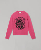 Graphic O-Neck Pullover Flower-GANNI-Forget-me-nots Online Store