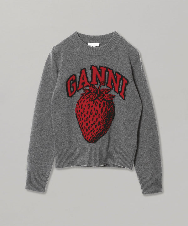 Graphic O-Neck Pullover Strawberry-GANNI-Forget-me-nots Online Store