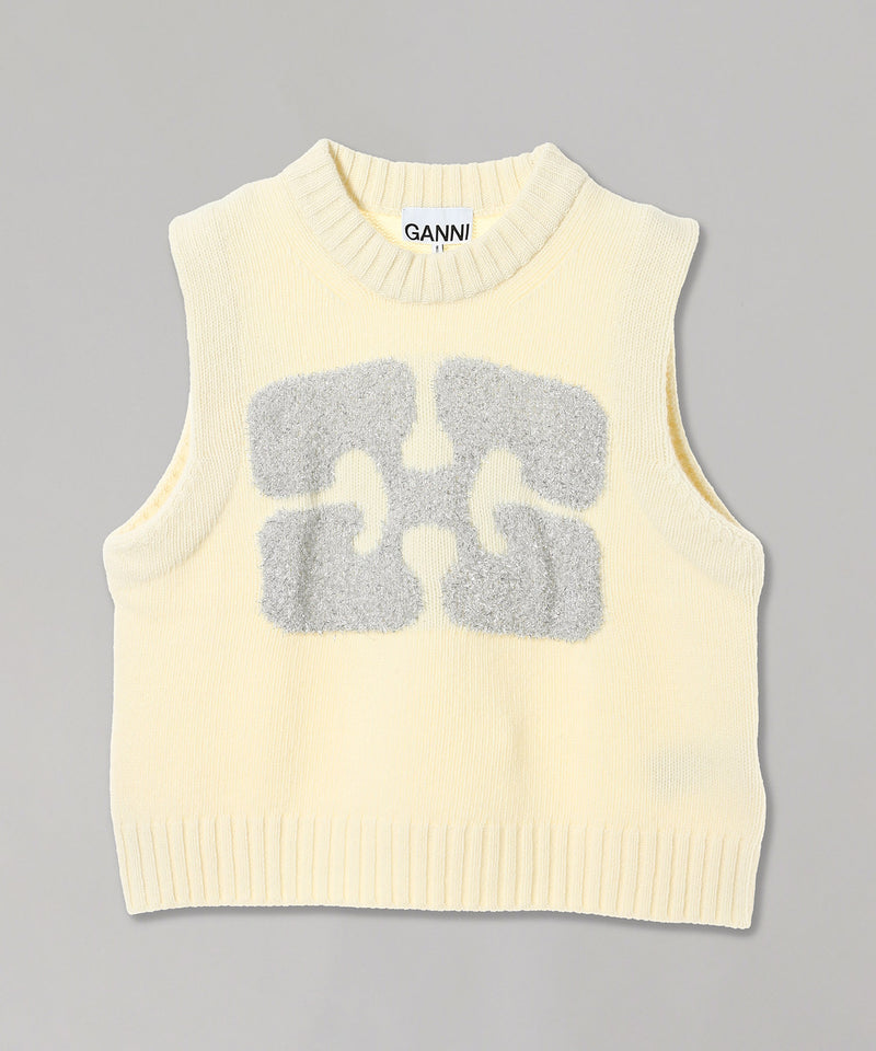 Graphic Wool Mix Vest-GANNI-Forget-me-nots Online Store