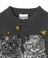 Graphic Wool Mix Cats Vest-GANNI-Forget-me-nots Online Store