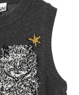 Graphic Wool Mix Cats Vest-GANNI-Forget-me-nots Online Store