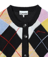 Harlequin Wool Mix Knit Cardigan-GANNI-Forget-me-nots Online Store