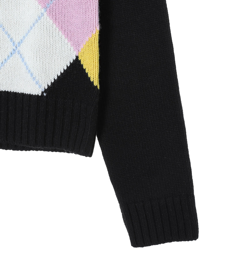 Harlequin Wool Mix Knit Cardigan-GANNI-Forget-me-nots Online Store