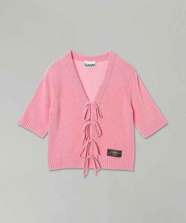 Future Wool Mix Short Sleeve Cardigan-GANNI-Forget-me-nots Online Store