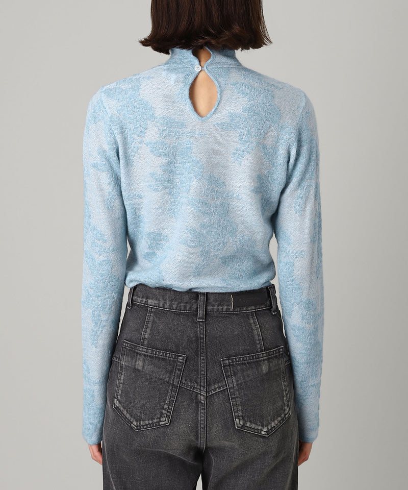Sheer Flower Jacquard Mockneck-GANNI-Forget-me-nots Online Store