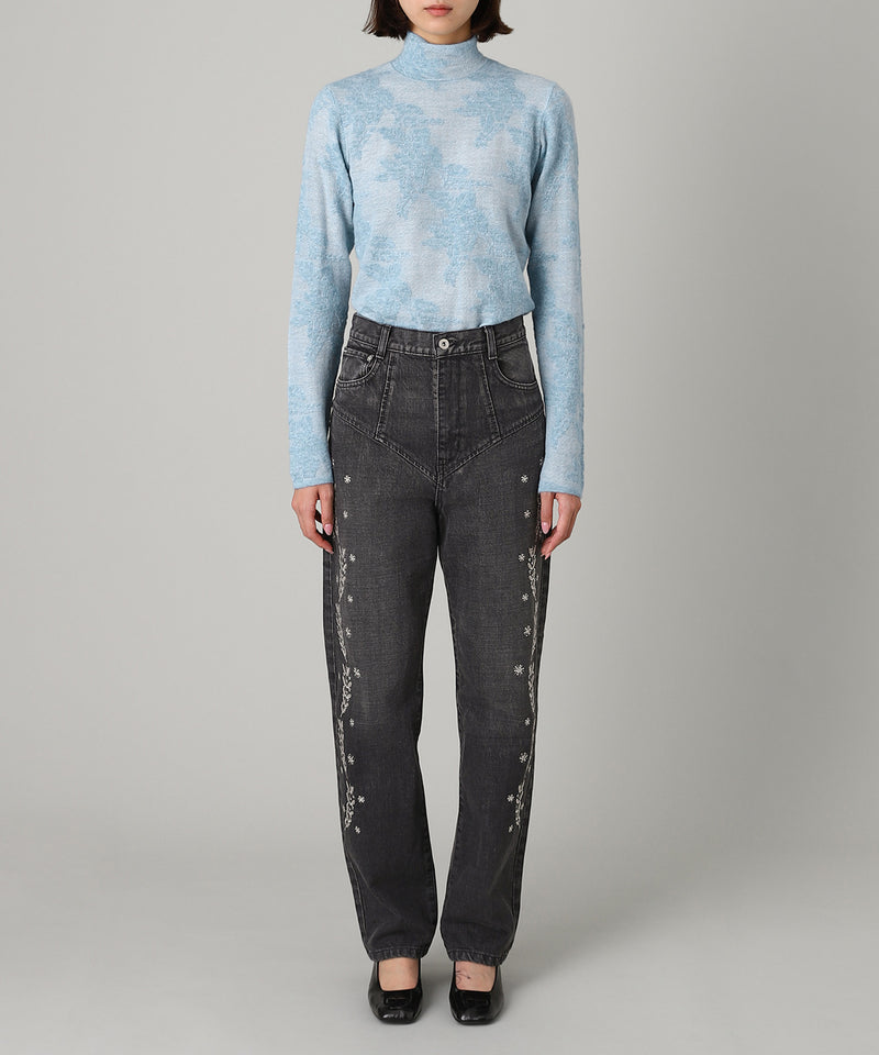 Sheer Flower Jacquard Mockneck-GANNI-Forget-me-nots Online Store