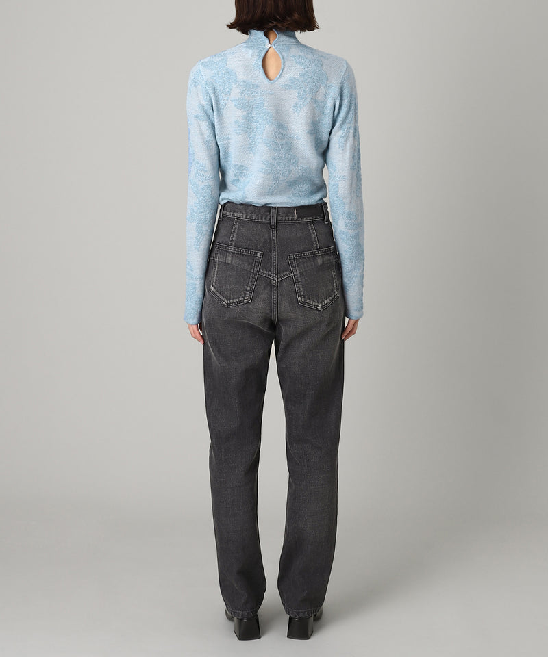 Sheer Flower Jacquard Mockneck-GANNI-Forget-me-nots Online Store