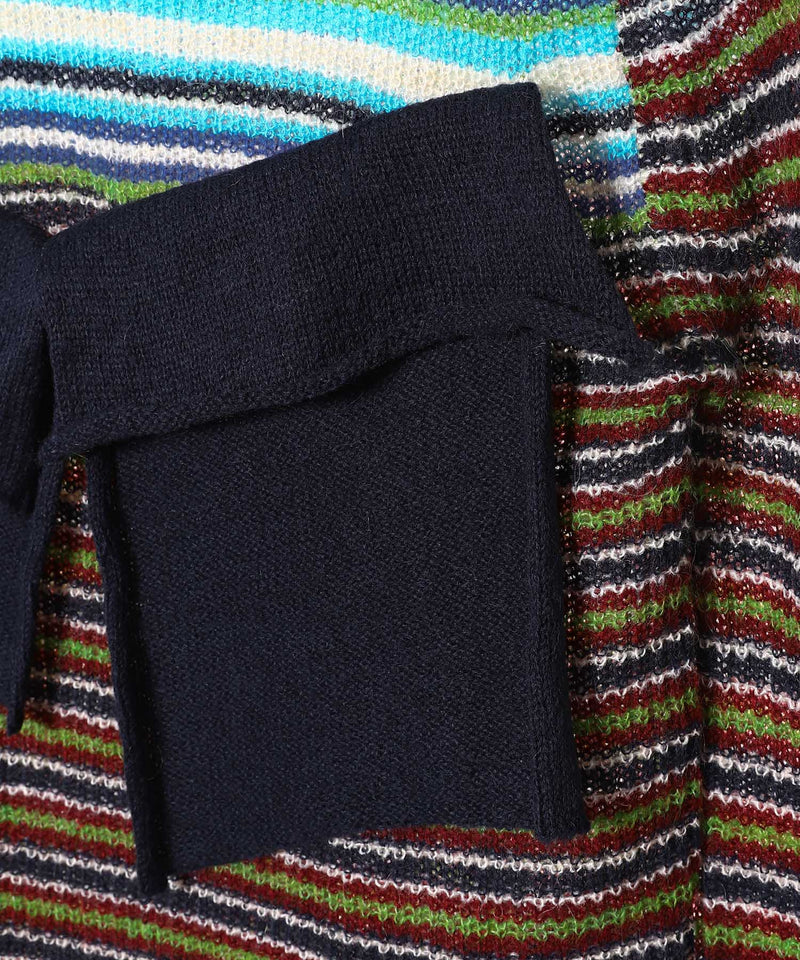 Mohair Border High Neck Knit-kotohayokozawa-Forget-me-nots Online Store