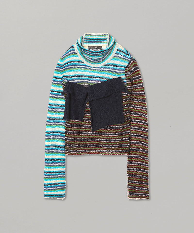 Mohair Border High Neck Knit-kotohayokozawa-Forget-me-nots Online Store