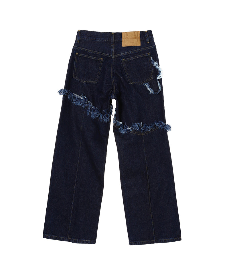 コトハヨコザワ(kotohayokozawa)｜Fringe Denim Pants｜スニーカー