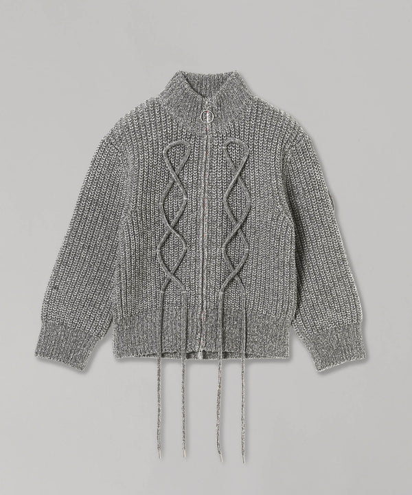 Reverse Zip-Up Hand Knit-kotohayokozawa-Forget-me-nots Online Store