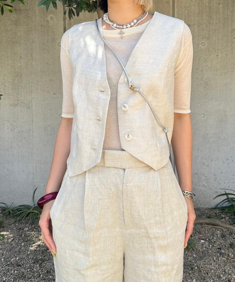 Linen Vest-Forget-me-nots-Forget-me-nots Online Store