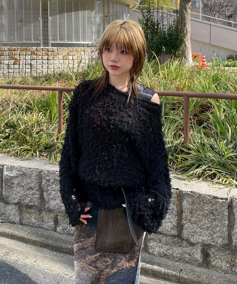 PERVERZE パーバーズ　マルチリブセーター　ブラック Rudder Knit Top｜パーバーズ(PERVERZE)｜Forget-me-nots Online Store