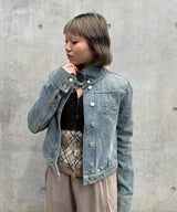 Dip-Dye Check Knit Cardigan-PERVERZE-Forget-me-nots Online Store