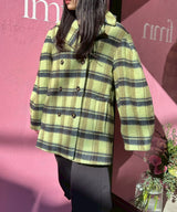 Brushed Wool Check Midi Coat-GANNI-Forget-me-nots Online Store