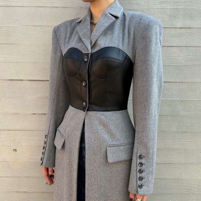 Corset Detailed Tailored Coat-rokh-Forget-me-nots Online Store