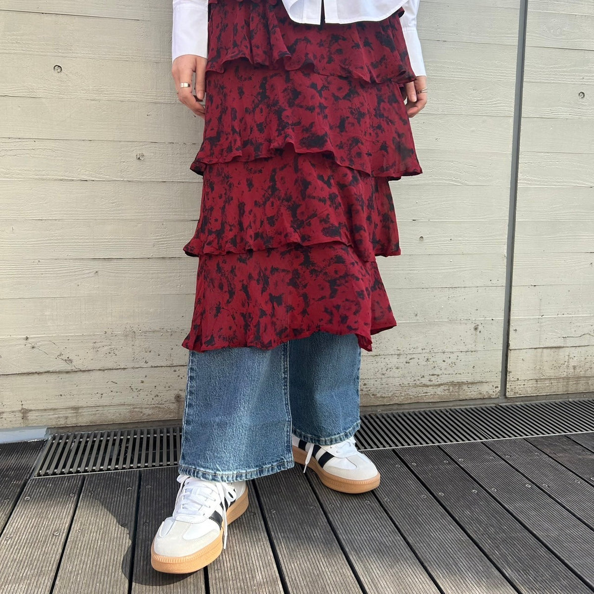 新品 GANNI ガニー サテン マキシスカート 花柄