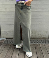 Overdyed Heavy Denim Maxi Skirt-GANNI-Forget-me-nots Online Store