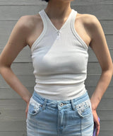 Criss Cross 90S Rib Tank Top-courrèges-Forget-me-nots Online Store