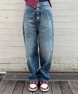 Blue Denim Trousers-MM6 Maison Margiela-Forget-me-nots Online Store