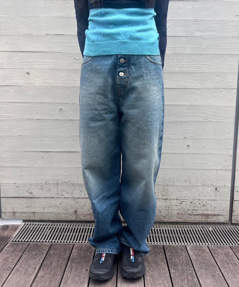 Blue Denim Trousers-MM6 Maison Margiela-Forget-me-nots Online Store