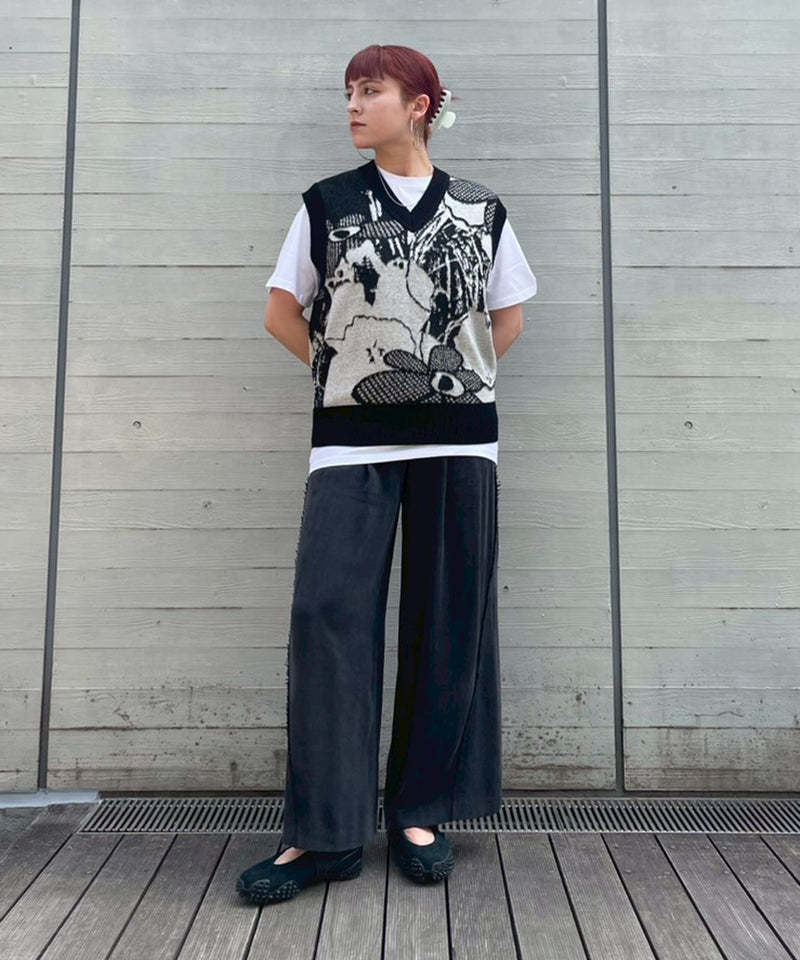 2 Tucks Wide Slacks-Forget-me-nots-Forget-me-nots Online Store
