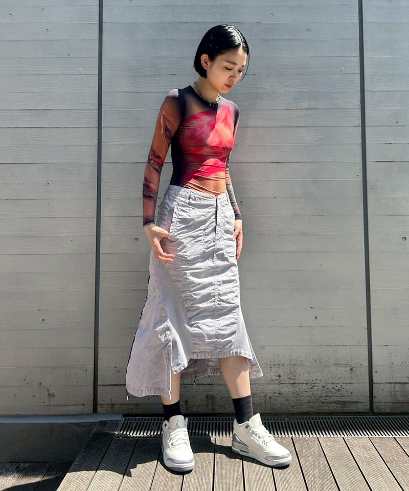 Recycled Draped Statue Jersey Ss Crewneck Tops-Marine Serre-Forget-me-nots Online Store