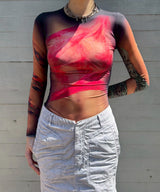 Recycled Draped Statue Jersey Ss Crewneck Tops-Marine Serre-Forget-me-nots Online Store