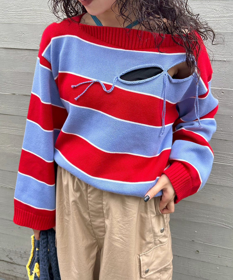 Slash Stripe Jumper-Charles Jeffrey LOVERBOY-Forget-me-nots Online Store