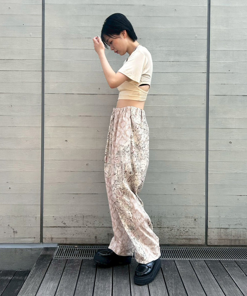 Paisley Full Gather Pants-OPEN YY-Forget-me-nots Online Store