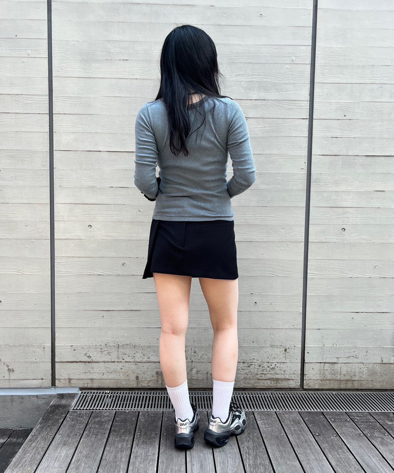 Wrap-Over Waist Mini Skirt-OPEN YY-Forget-me-nots Online Store