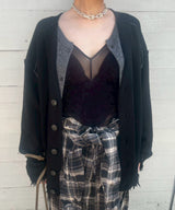 Lambs-Wool Layered Knit Cardigan-PERVERZE-Forget-me-nots Online Store