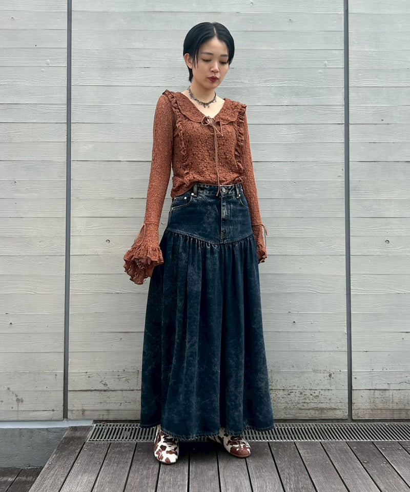 Lace Long Sleeve Blouse-Forget-me-nots-Forget-me-nots Online Store