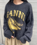 Fine Brushed Alpaca Banana Oversized O-Neck-GANNI-Forget-me-nots Online Store