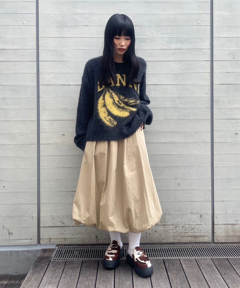 Baloon Pleats Belted Skirt-Forget-me-nots-Forget-me-nots Online Store