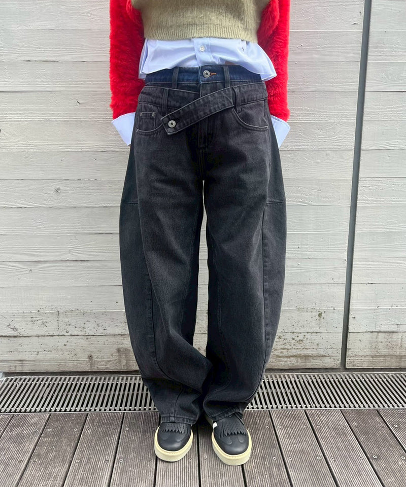 Double Wasit Denim Trousers-Feng Chen Wang-Forget-me-nots Online Store