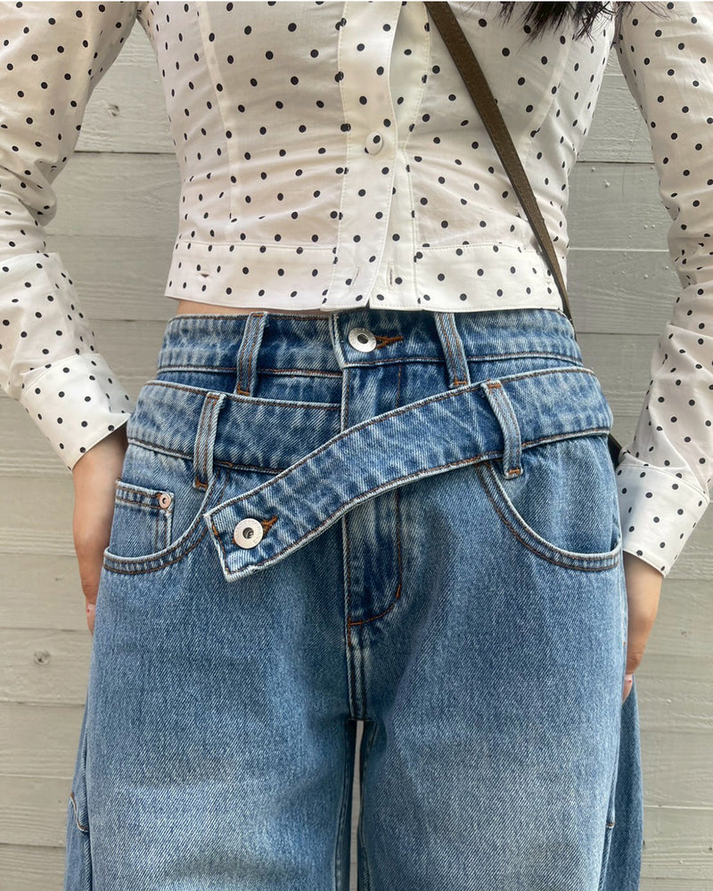 Double Wasit Denim Trousers-Feng Chen Wang-Forget-me-nots Online Store