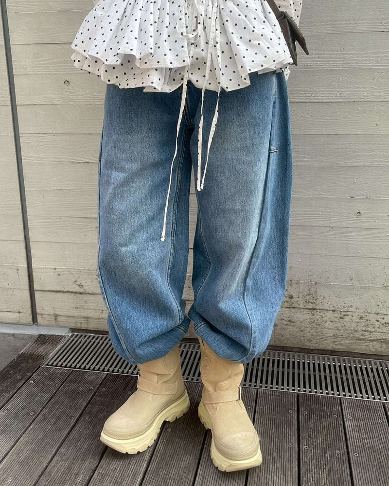 Double Wasit Denim Trousers-Feng Chen Wang-Forget-me-nots Online Store