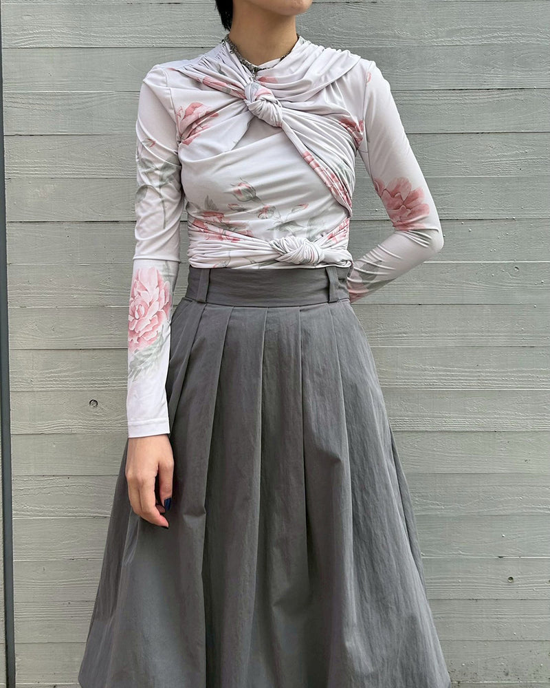 Knotted Jersey Top-rokh-Forget-me-nots Online Store