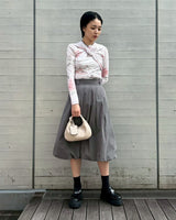 Baloon Pleats Belted Skirt-Forget-me-nots-Forget-me-nots Online Store