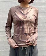 Trompe-Loeil Knit Jersey Ls T-Shirt-Marine Serre-Forget-me-nots Online Store