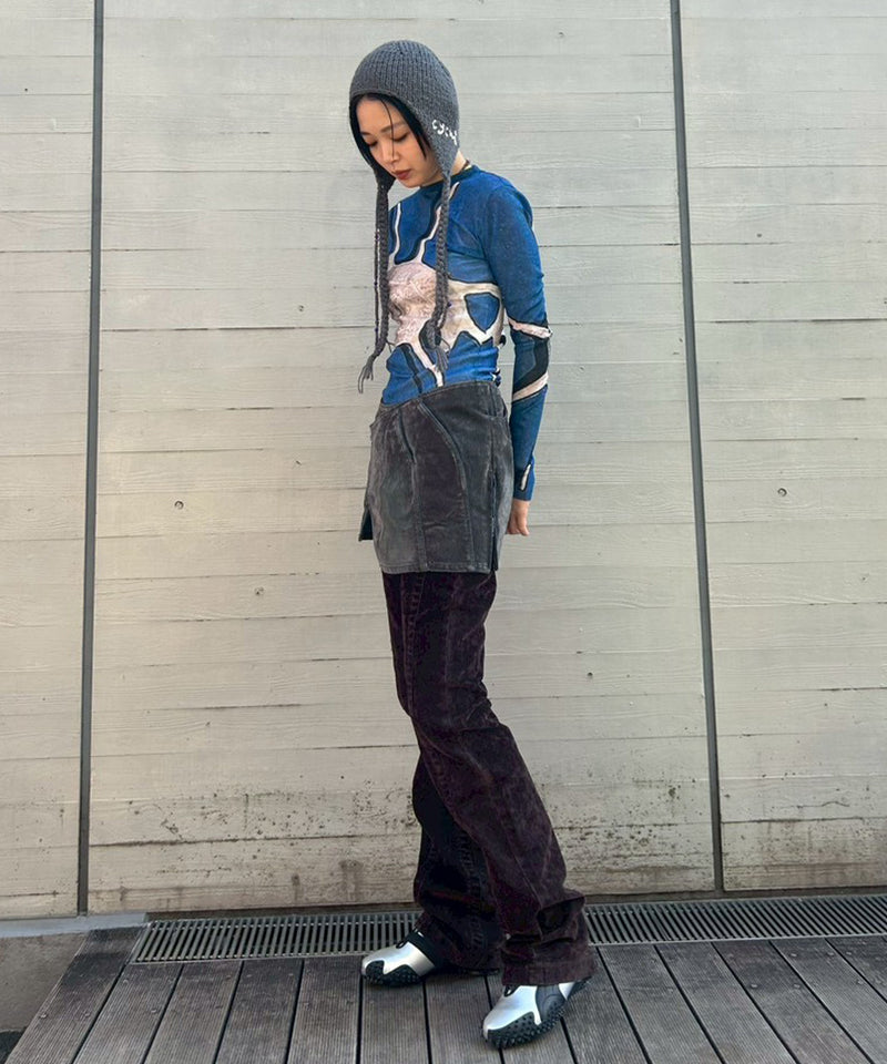 Slashed Denim Skirt-LOADINGROOM-Forget-me-nots Online Store