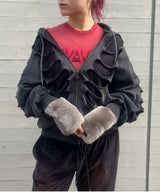 Os Shoulderless Hoodie Cut-Out Black