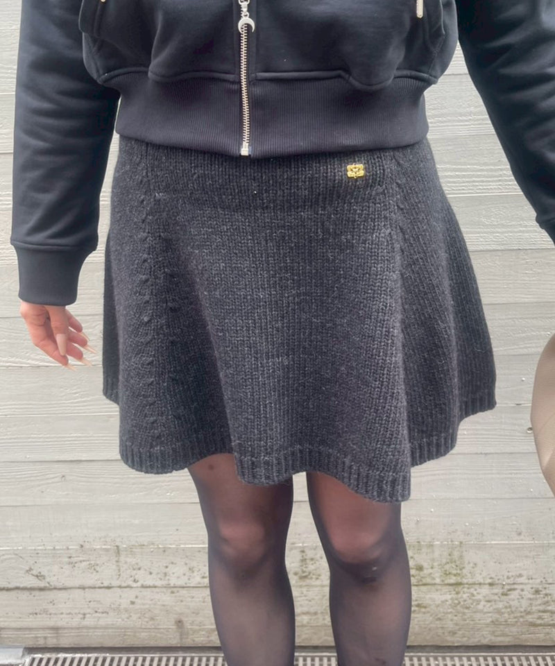Chunky Wool Mix Mini Skirt-GANNI-Forget-me-nots Online Store
