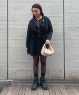 Moon Logo Fleece Cropped Zipped Hoodie-Marine Serre-Forget-me-nots Online Store