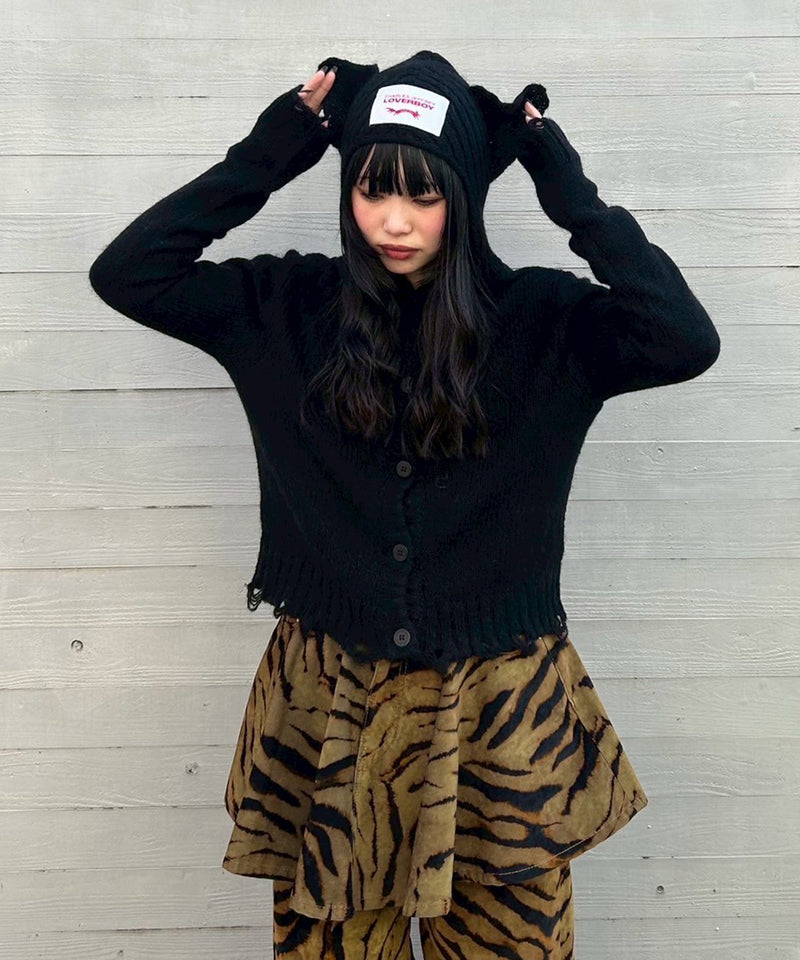 Ears Balaclava Cardi-Charles Jeffrey Loverboy-Forget-me-nots Online Store